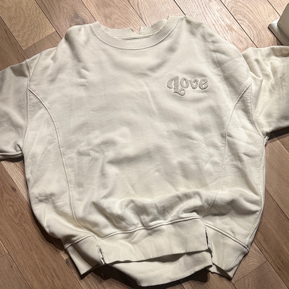 Aerie Off-White Sweatshirt with Love Detail
